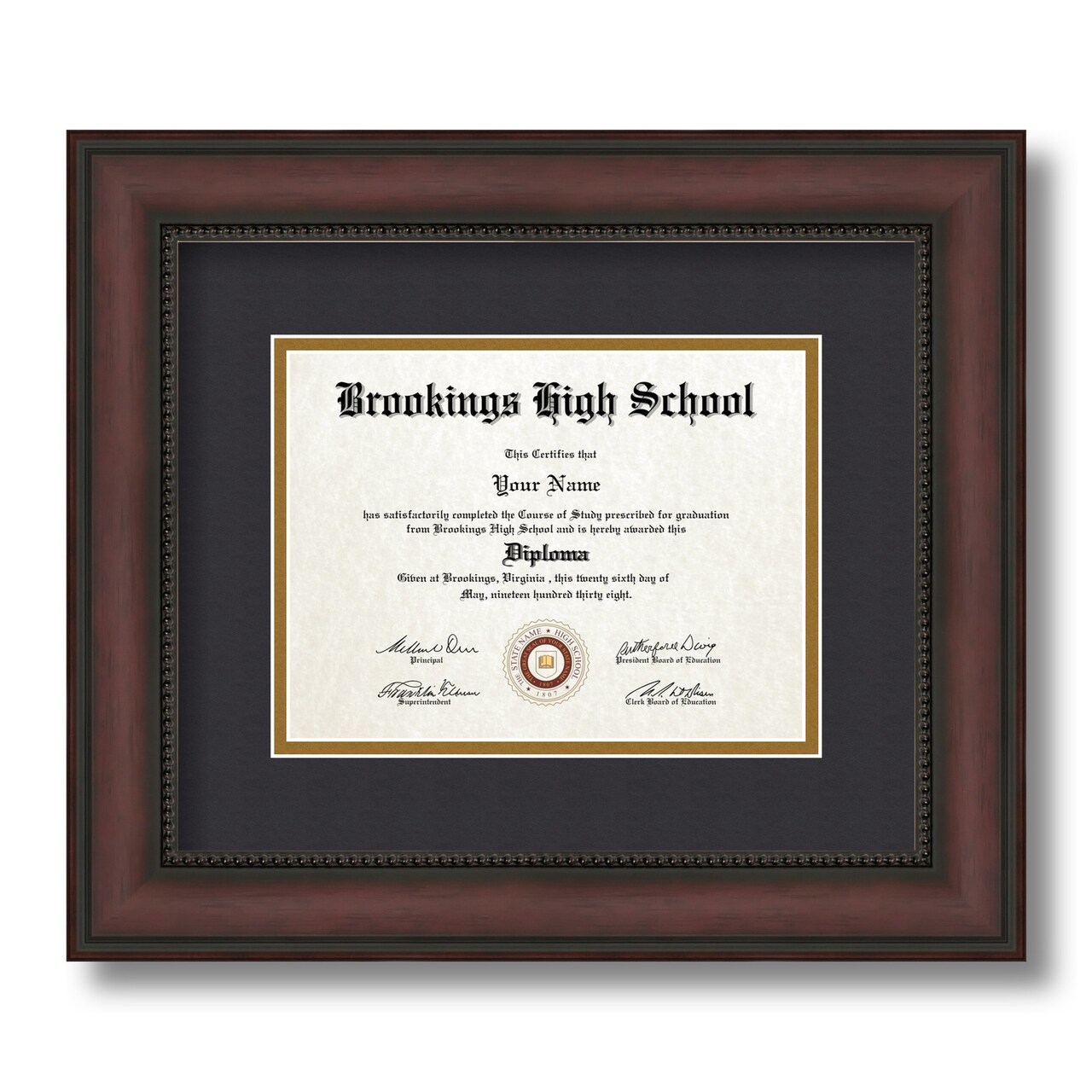 ArtToFrames 6x8 inch Diploma Frame - Framed with Black and Gold Mats, Comes with Regular Glass and Sawtooth Hanger for Wall Hanging (D-6x8)